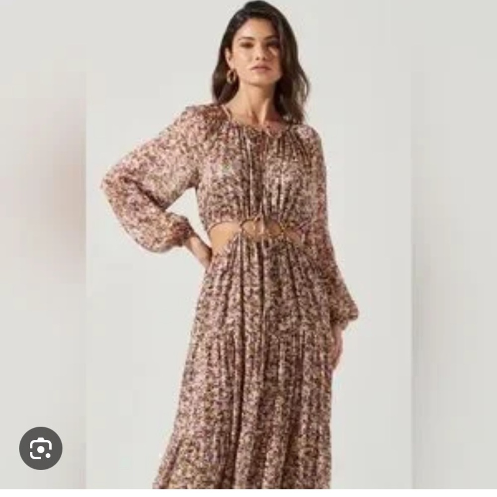 ASTR The Label Freya Floral Cutout Midrif Maxi Dress